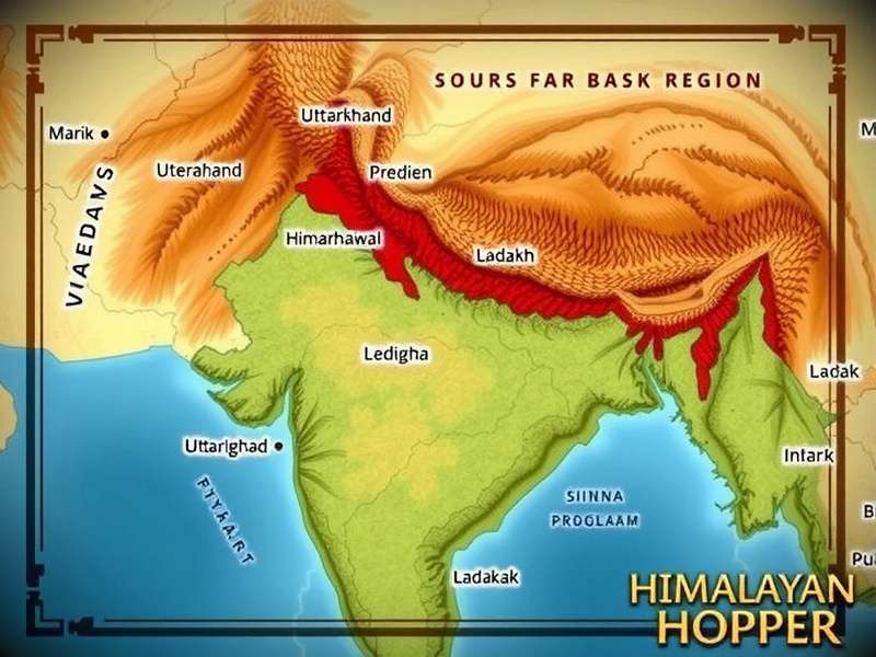 Himalayan Hopper in-game map showing playable regions including Uttarakhand, Himachal Pradesh, and Ladakh