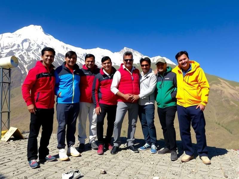 Himalayan Hopper community meetup during a real trek in Himachal Pradesh, with players wearing game-themed jackets